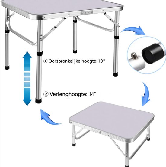 Opvouwbare Campingtafel 2,5ft - Klaptafel voor Picknick, Tuin & Eettafel - Verstelbare Hoogte - Draagbaar & Waterbestendig — afbeelding 4