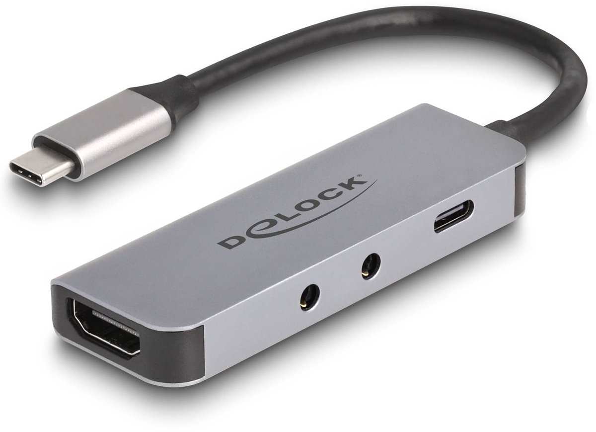 Delock USB Type-C™ Adapter to HDMI 4K 60 Hz and Headset and Microphone port + USB Type-C™ PD 95 W