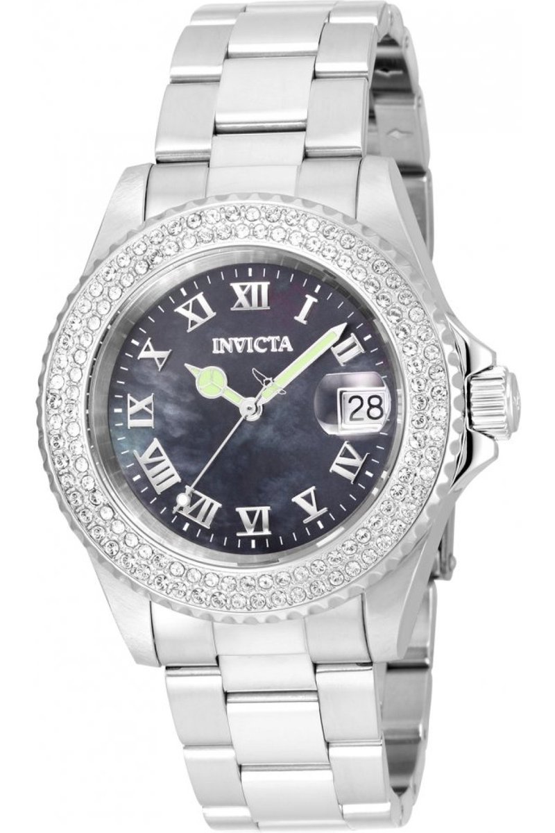 Invicta Angel 21711 Dames Horloge - Waterdicht - Analoog - Quartz Uurwerk - Roestvrij Staal met parelmoeren Wijzerplaat - 40mm