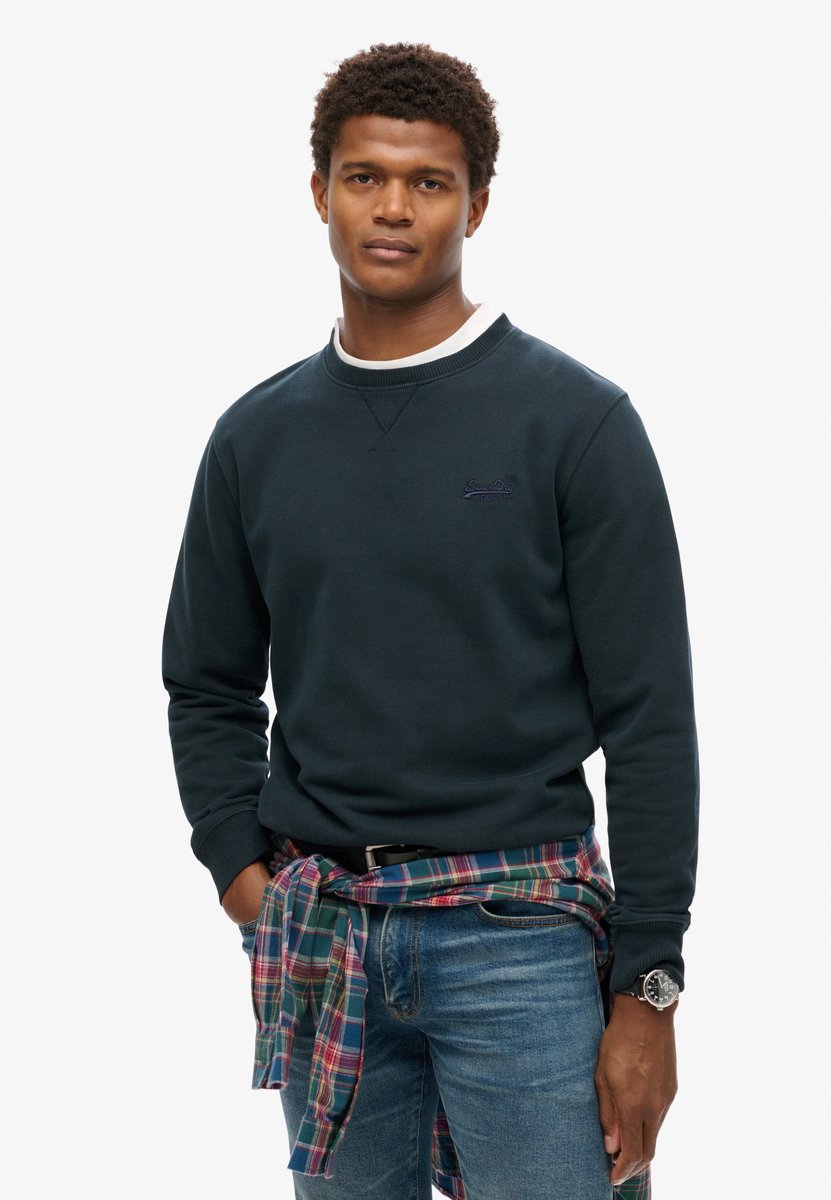 Superdry Essential Logo sweatshirt met ronde hals Heren Truien Marineblauw
