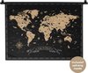 Wereldkaart, Beige - Zwart