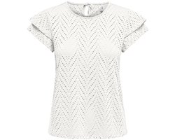 ONLY ONLSMILLA S/S O-NECK FRILL TOP JRS Dames Top - Cloud Dancer Boho