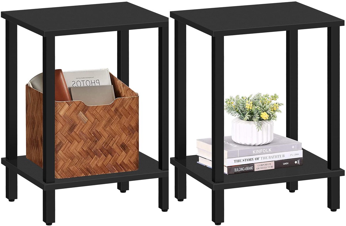 Bijzettafel Set van 2 – Hout – Industrieel – 30×38×45 cm – Zwart – IN.HOMEXL Umbria