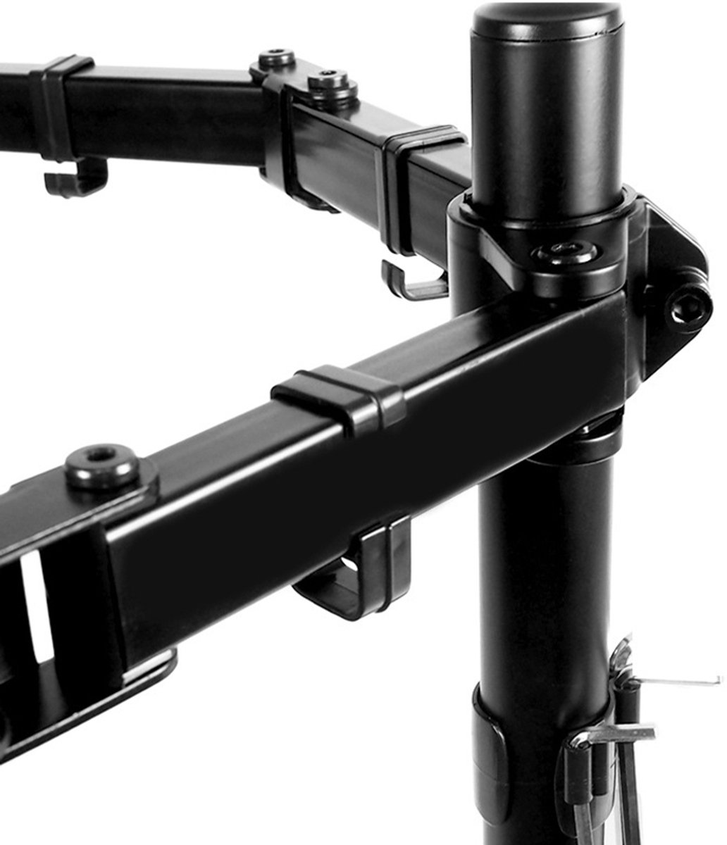 Dubbele Arm Monitorbeugel, 360° draaibaar, Verstelbare Hoogte voor 10-30 Inch Monitoren, Ergonomisch Ontwerp voor Werk en Spellen thumbnail 3