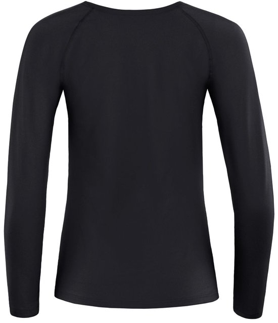 Zwarte longsleeve sportshirt, achterkant.
