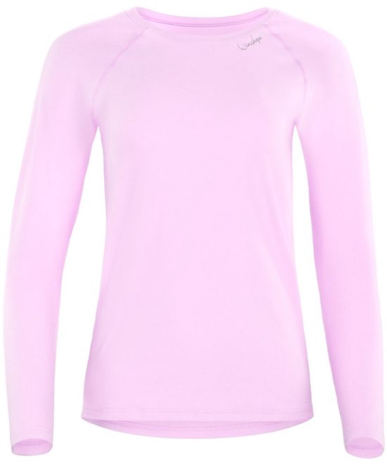 Voorkant van een lichtroze longsleeve shirt met logo.