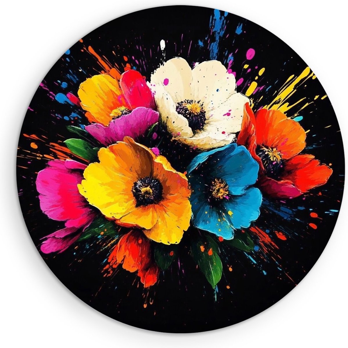 Saammp Forex Muurcirkel - Gedroogde Papaverbloemen - Bohemian - Ø 70 - Wandcirkel - Wanddecoratie Cirkel - Muurdecoratie Woonkamer - Kantoor Decoratie