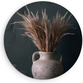 Saammp Forex Muurcirkel - Pluimen in een vaas - Bloemen - Botanisch - Ø 90 - Wandcirkel - Wanddecoratie Cirkel - Muurdecoratie Woonkamer - Kantoor Decoratie