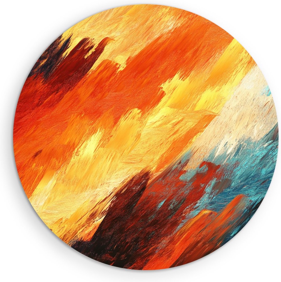 Saammp Muurcirkel Hout - Groffe strepen - Abstract kunstwerk - Ø 90 - Wandcirkel - Wanddecoratie Cirkel - Muurdecoratie Woonkamer - Slaapkamer decoratie - Rond Schilderij