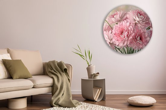 Saammp Muurcirkel Hout - Roze - Bos Bloemen - Abstract - Natuur - Ø 80 - Wandcirkel - Wanddecoratie Cirkel - Muurdecoratie Woonkamer - Kantoor Decoratie