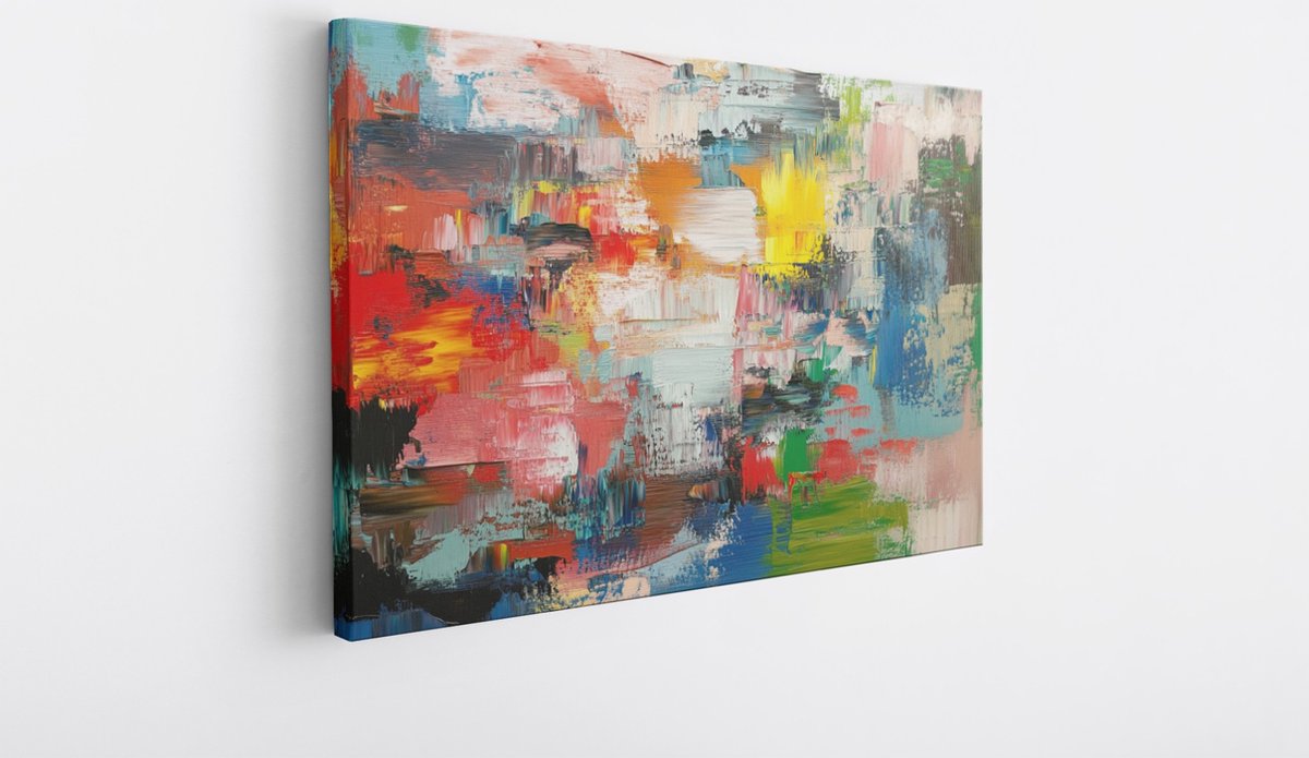Saammp Canvas Schilderij - Kleurrijk patroon - Abstract - 120x80 - Foto op canvas - Wanddecoratie - Muurdecoratie Woonkamer - Slaapkamer decoratie - Canvas Print Multicolor