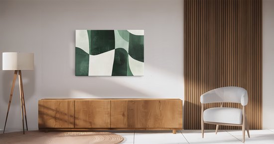 Saammp Canvas Schilderij - Groen Geblokt - Abstract - 40x30 - Foto op canvas - Wanddecoratie - Muurdecoratie Woonkamer - Kantoor Decoratie