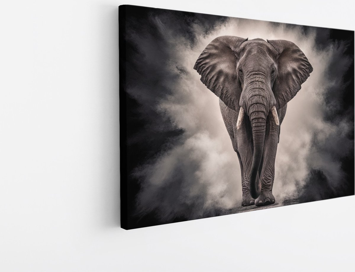 Saammp Canvas Schilderij - Olifant - Abstract - Afrika - Dieren - 50x40 - Foto op canvas - Wanddecoratie - muurdecoratie Woonkamer - Slaapkamer decoratie - Canvas Print Multicolor