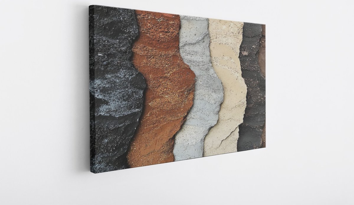 Saammp Canvas Schilderij - Gekleurd steen - Abstract - 90x60 - Foto op canvas - Wanddecoratie - Muurdecoratie Woonkamer - Slaapkamer decoratie - Canvas Print Multicolor