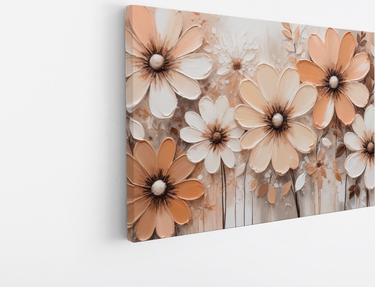 Saammp Canvas Schilderij - Bloemen - Pastel - Abstract - 60x40 - Foto op canvas - Wanddecoratie - Muurdecoratie Woonkamer - Kantoor Decoratie Multicolor