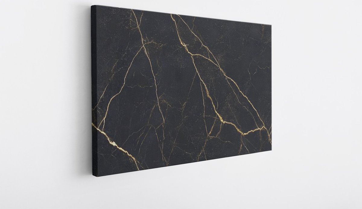 Saammp Canvas Schilderij - Marmer Zwart - Abstract - 100x75 - Foto op canvas - Wanddecoratie - Muurdecoratie Woonkamer - Slaapkamer decoratie - Canvas Print Multicolor