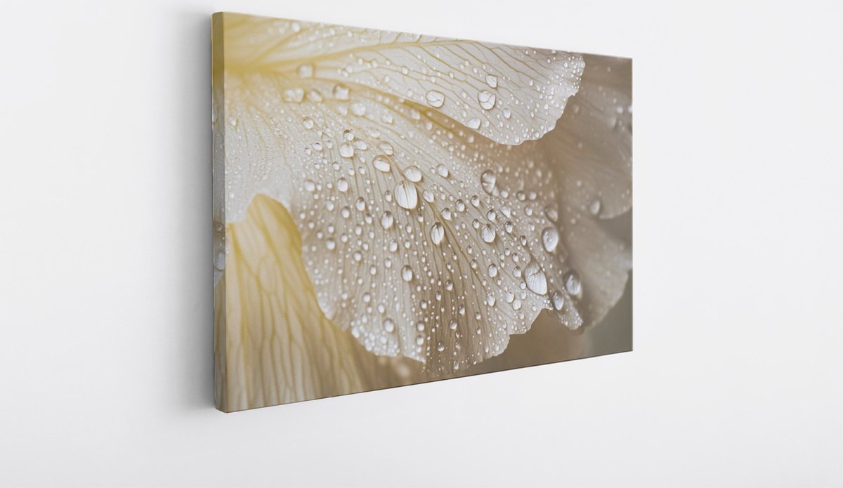 Saammp Canvas Schilderij - Natte Bladeren - Abstract - 100x75 - Foto op canvas - Wanddecor