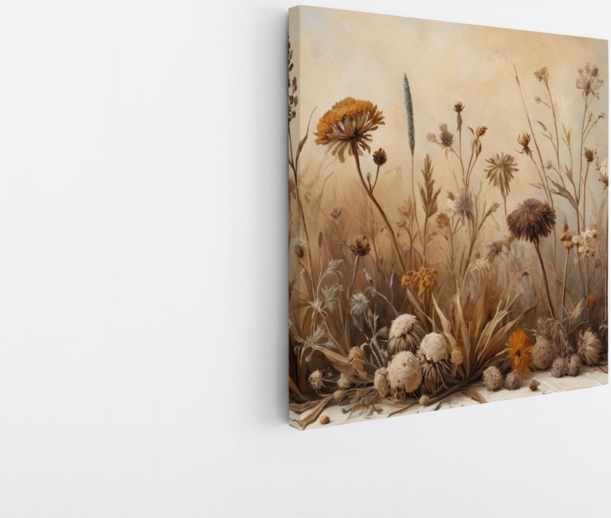Saammp Canvas Schilderij - Bloemen - Vintage - Abstract - 20x20 - Foto op canvas - Wanddecoratie - Muurdecoratie Woonkamer - Kantoor Decoratie Multicolor