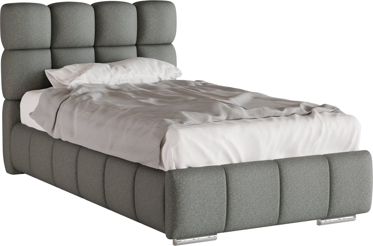 Polsterbed Bliss 100 x 200 cm met opbergruimte, lattenbodem en Bonnel (h18cm)-veringmatras H3