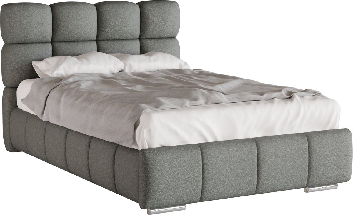 Homesy The Essence of Comfort Polsterbed Bliss 120 x 200 cm met opbergruimte, lattenbodem en Bonnel (h18cm)-veringmatras H3 Donkergrijs