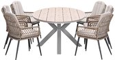 Garden Impressions Kalibo tuinset 7-delig - Tulli tuintafel 220x115 cm - light teak vironwood