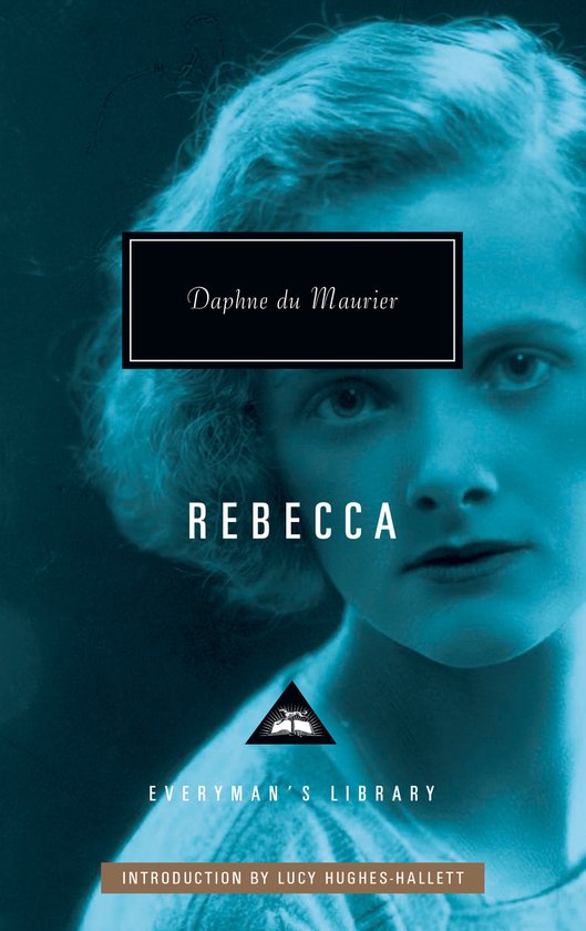 Boekomslag 'Rebecca' van Daphne du Maurier, met zwart-wit portret van een vrouw