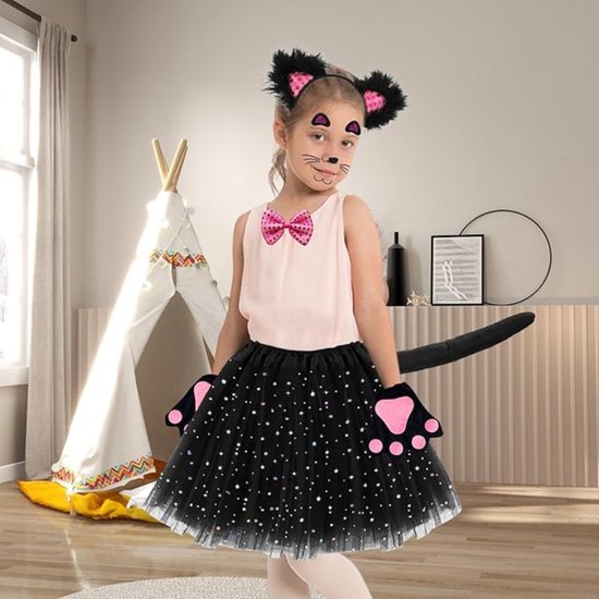 Déguisement Léopard Femme Fille - Serre-Tête Oreilles Léopard + Autocollants Visage - Costume Animal Halloween