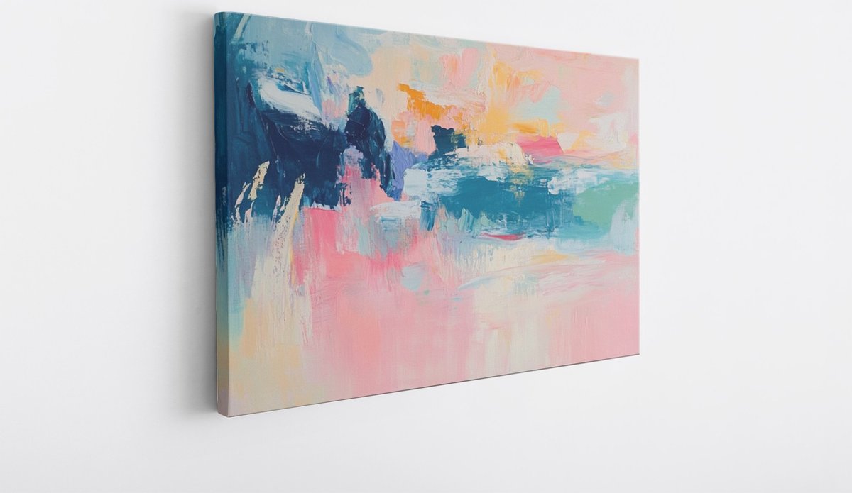 Saammp Canvas Schilderij - Pastel roze - Abstract - 30x20 - Foto op canvas - Wanddecoratie - Muurdecoratie Woonkamer - Slaapkamer decoratie - Canvas Print Multicolor