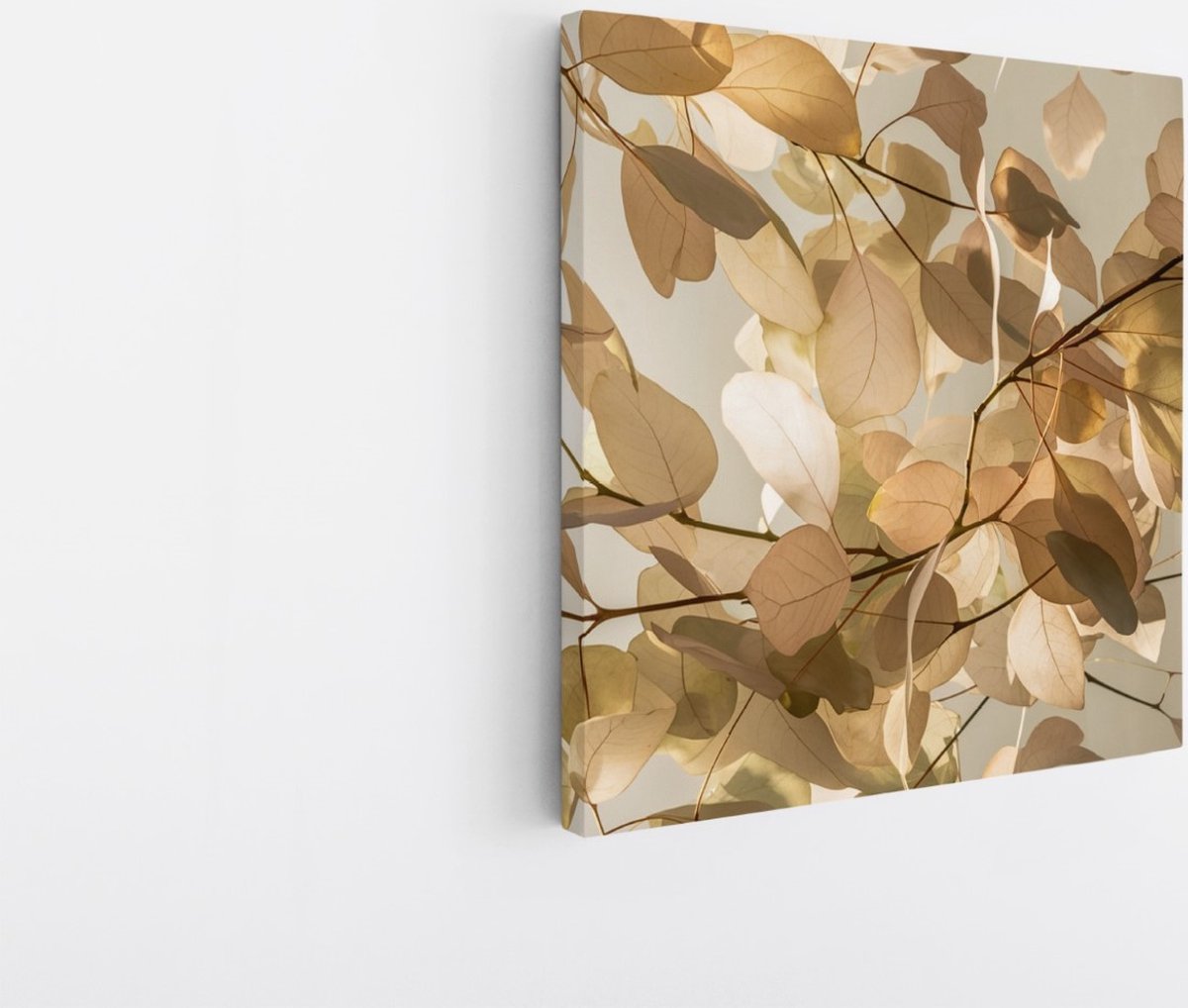 Saammp Canvas Schilderij - Bladen in zonlicht - Natuur - Abstract - 60x60 - Foto op canvas - Wanddecoratie - Muurdecoratie Woonkamer - Kantoor Decoratie Multicolor