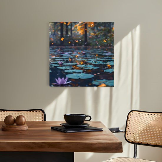 Tableau sur toile Saammp - Nature - Nénuphars - Paysage - 30x30 - Photo sur toile - Décoration murale - Décoration murale murale Salon - Décoration chambre - Impression sur toile
