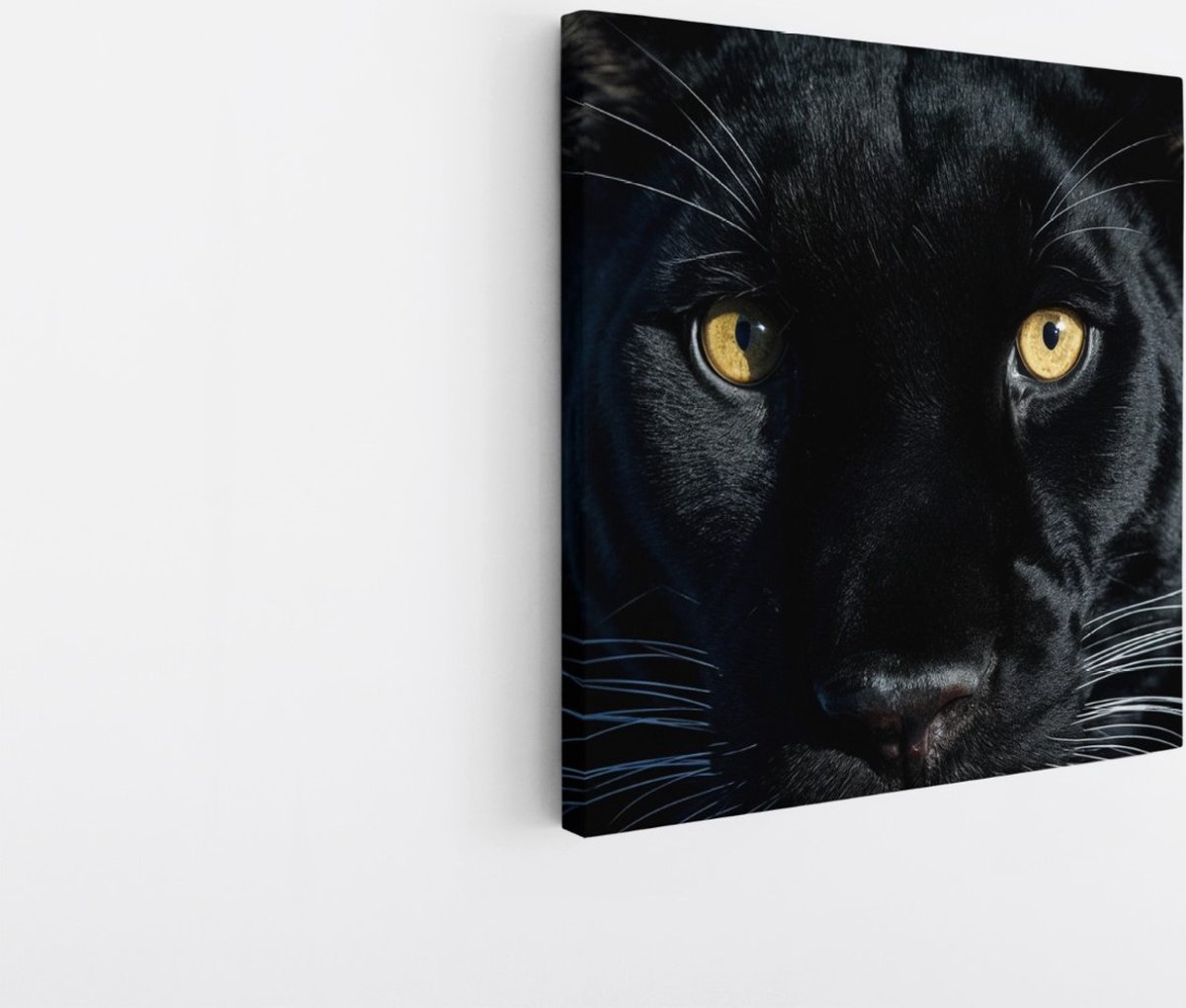 Saammp Canvas Schilderij - Zwarte Panter Portret - Natuur - Dieren - 40x40 - Foto op canvas - Wanddecoratie - Muurdecoratie Woonkamer - Slaapkamer decoratie - Canvas Print Multicolor