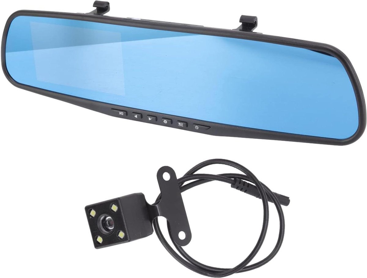 Mirror Dash Cam Full HD 1080P LCD-scherm 170° Groothoek Auto-achteruitrijcamera - Lusopname Parkeerbewaking G-sensor - 4.3 inch .