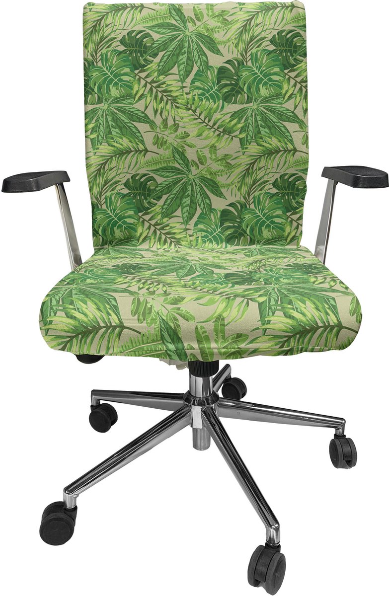 New Bed Groen blad Frisse Jungle Aloha Stoelhoes voor Bureaustoel, Rekbare en Wasbare Stoffen Hoes, Grote Maat