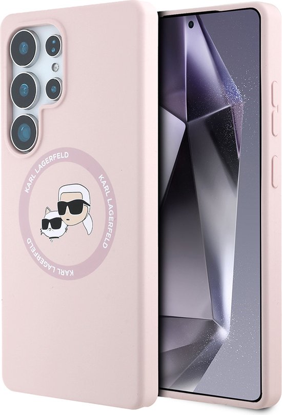 Coque arrière Karl Lagerfeld adaptée au Samsung Galaxy S25 Ultra - Rose uni - Silicone