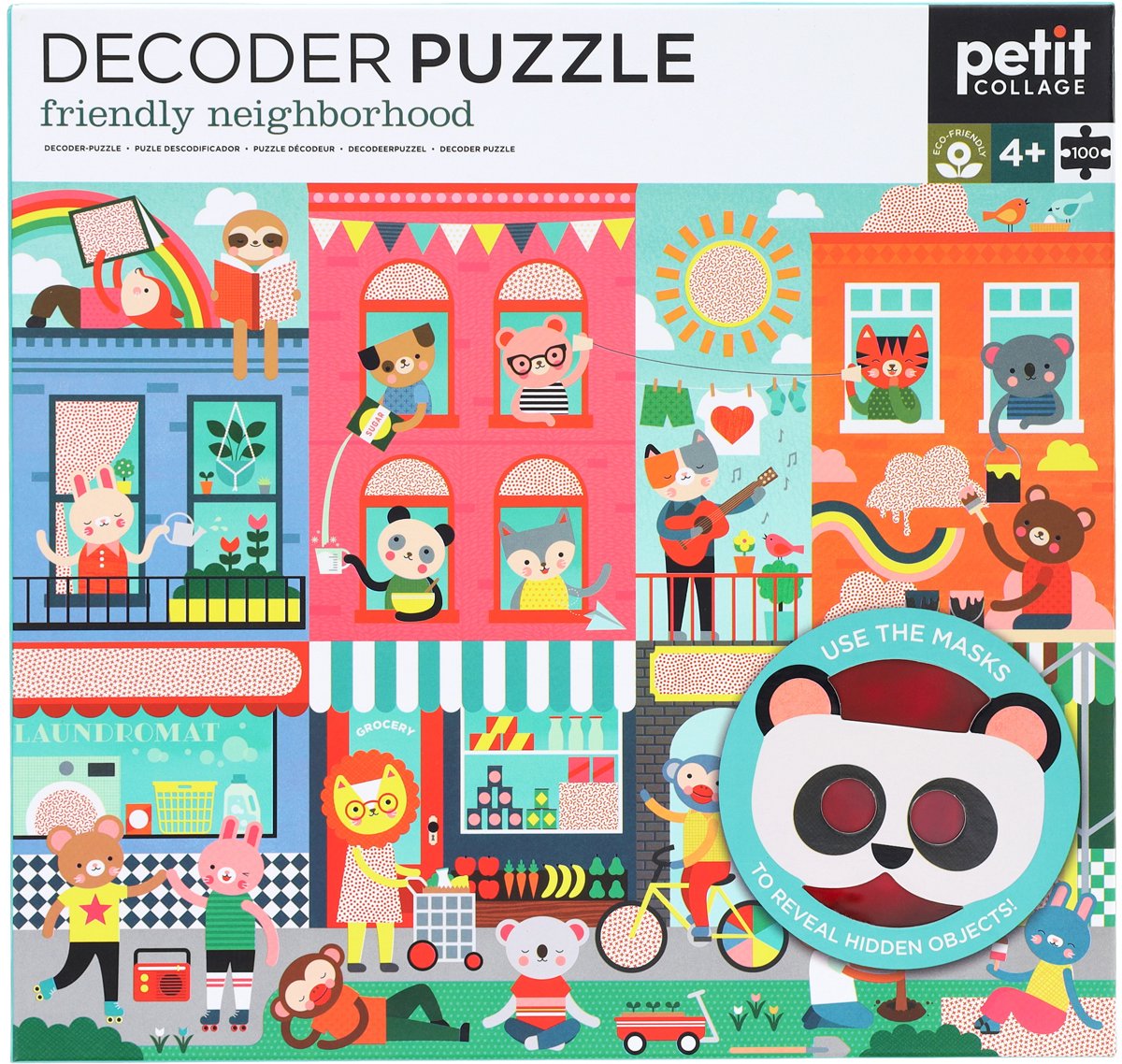Petit Collage puzzel decoder Vriendelijke Buurt - educatief speelgoed.