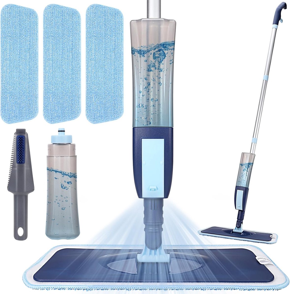 Vloerwisser met sproeifunctie voor harde vloeren – microvezel mop met 400 ml waterreservoir