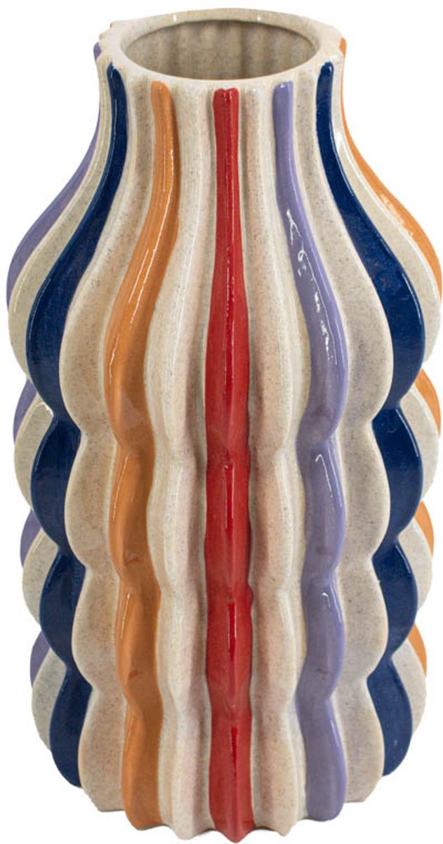 Homebound by Kolony HomeBound by KY | Aardewerk vaas stripes regenboog | vaas | 21x21x38cm Multi