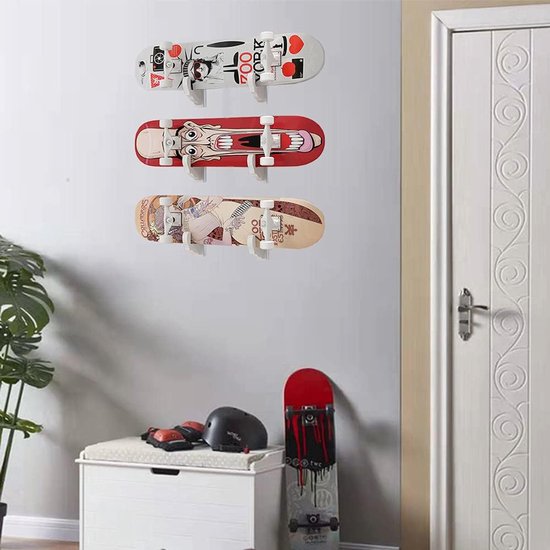 Sollbry Support Skateboard Mural, Porte Ski étagère Murale Snowboards Display Rack, Skis Voiture, Crochets Rangement, Planches Comme Skateboards, Longboards, Wakeboards Et Rollers, 2 Paires