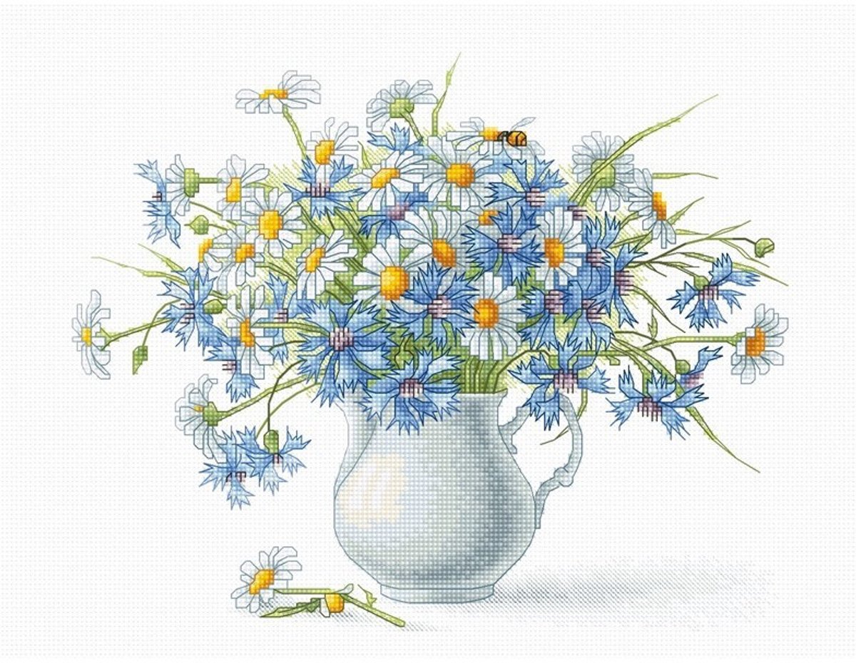 Borduurpakket Korenbloemen en camomiles