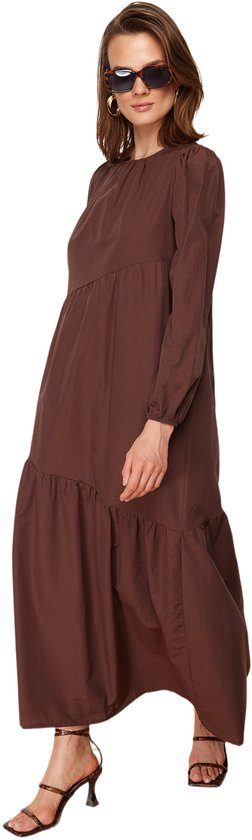 Trendyol Robe trapèze à manches standard et col rond pour femme