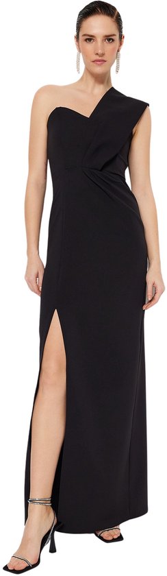 Trendyol Dames Drapeer Gedetailleerde Avondjurk & Afstudeerjurk - Emerald Green, Maat 36 - Elegante Formele Nachtjurk
