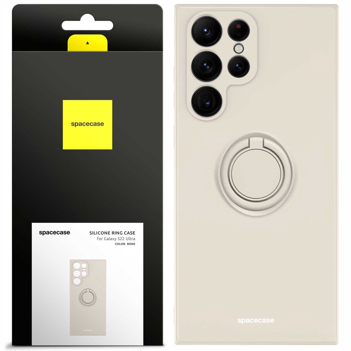 Spacecase Siliconen Case-Ring Voor Samsung Galaxy S22 Ultra Bone