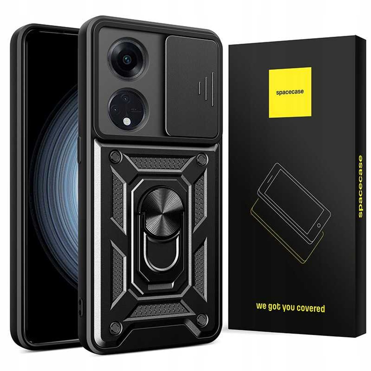 Spacecase Case Cover Voor Oppo A98 5G Zwarte Bescherming
