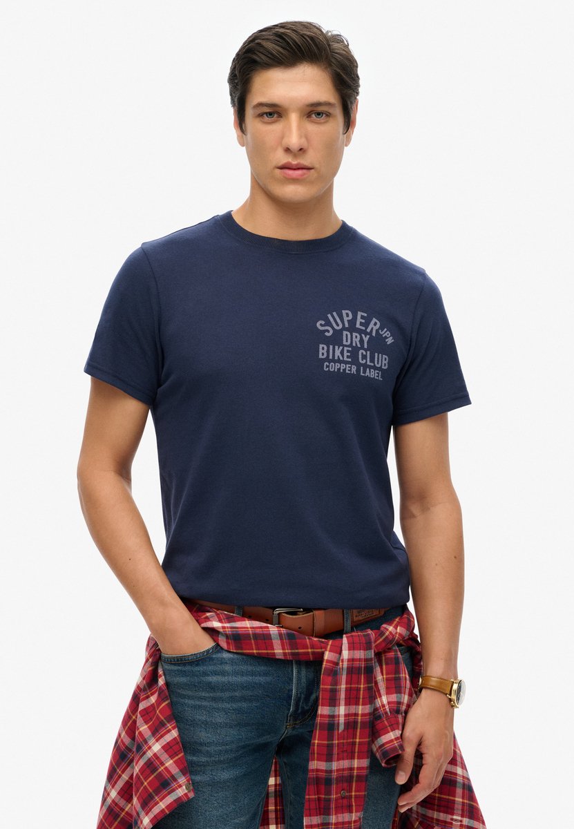 Superdry Copper Label T-shirt met grafische print op de borst Heren T-shirts Marineblauw