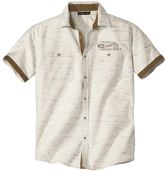 ATLAS FOR MEN - Gevlamd overhemd Sahara - Heren - Verkrijgbaar in grote maten - 3XL