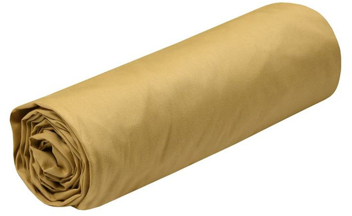 Stof Textiles Hoeslaken Elysee - 2-persoons - 180 x 200 cm - okergeel - premium kwaliteit - percal katoen - 30 cm matrasdikte