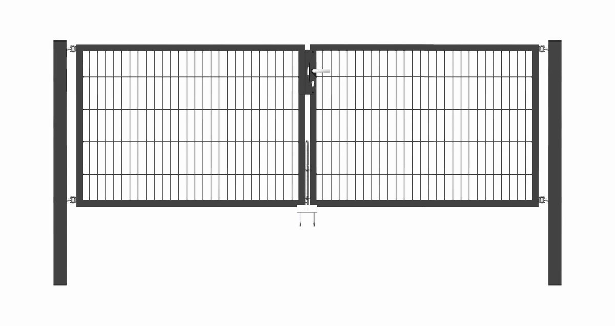 Alberts 650346 Dubbele poort Flexo met toebehoren, antraciet, breedte 300 cm, hoogte 100 cm