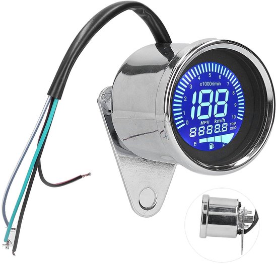 Retro Chrome Style 0‑160KM/H LCD Digital LED Speedometer GPS Odometer ...