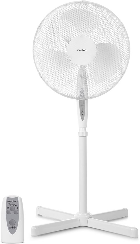 Tafelventilator Medion 36 cm met afstandsbediening, 3 snelheden, oscillatie, verstelbaar 103-123 cm, 45W