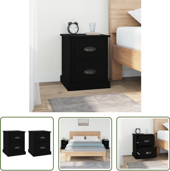 ComfortCove Nachtkastjes Set van 2, Nachtkast met 2 Lades, voor